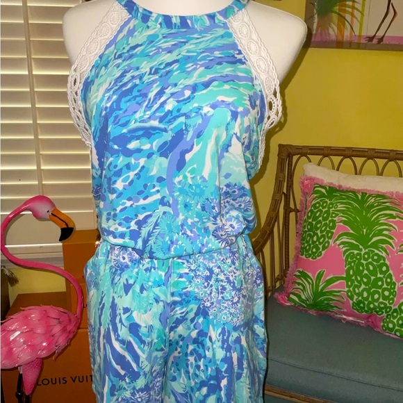 Lilly Pulitzer NWT Lala Romper Blue Haven Hey Hey Soleil $138 Size XS - Picture 11 of 11